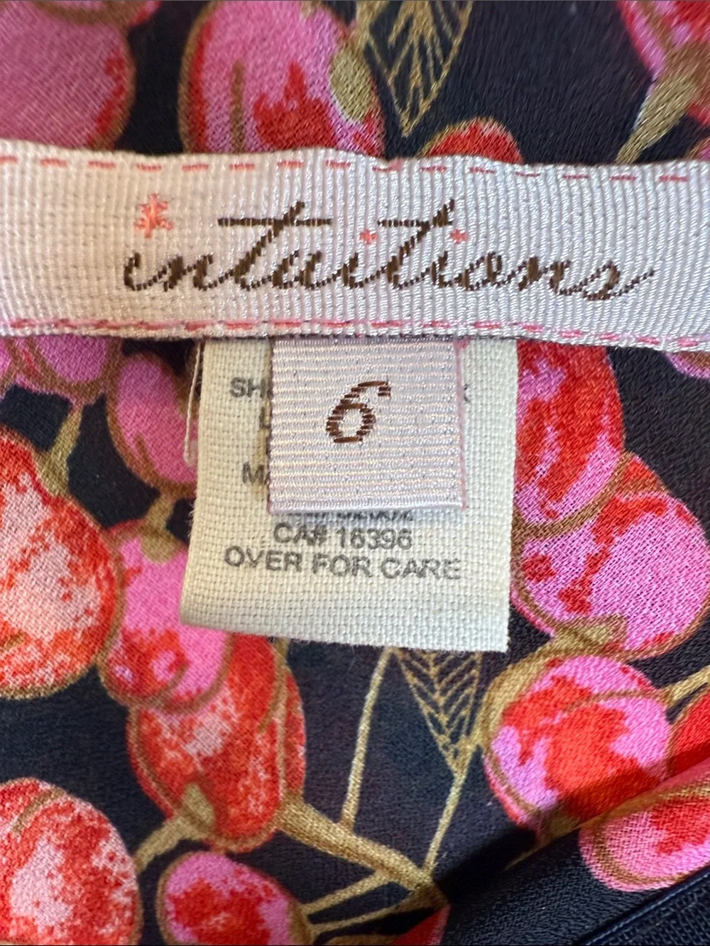 Intuitions A-Line Silk Skirt in Red and Pink Cherries
